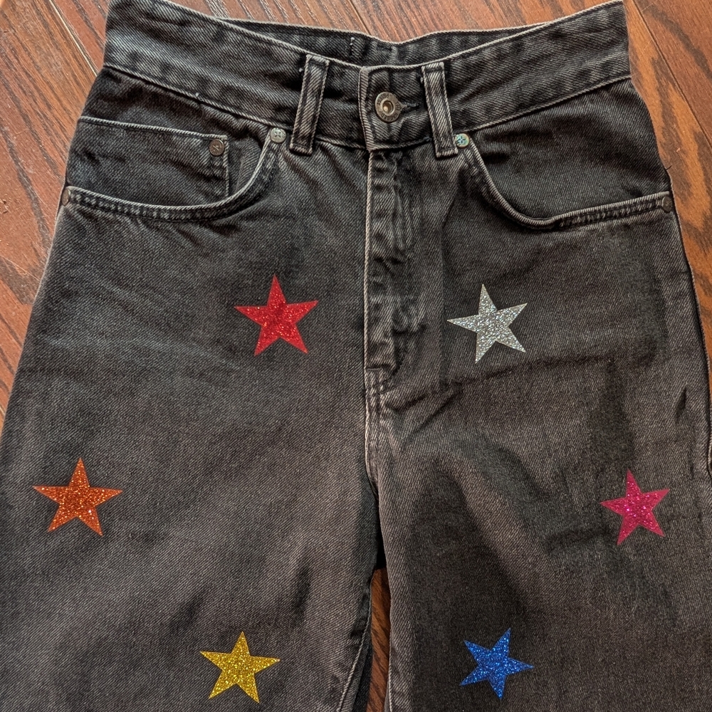 The Ragged Priest Black Jeans Colorful Stars Sz 24 - Picture 3 of 9